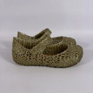 Mini Melissa Campana Glitter Gold Girls Size 10 Ship On Shoes Breathable CLEAN - Picture 1 of 13