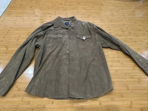 Indigo Palms Denim Company Suede Leather Button Down Shirt Tan Men's Size XL - Picture 1 of 13
