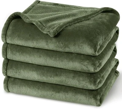 PHF Ultra Soft Fleece Blanket King Size, No King(108" x 90"), Olive Green  - Image 1 of 4