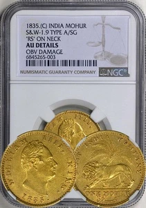 British India 1835 William IV Gold Mohur NGC AU DTLS. VERY RARE! - Picture 1 of 1