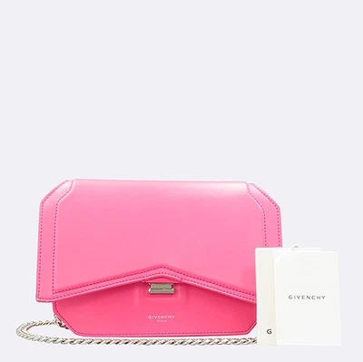 GIVENCHY BB05574010 Bolso de Hombro Cuero Rosa Corte Lazo Plata Logo Solapa Foto 1 de 4