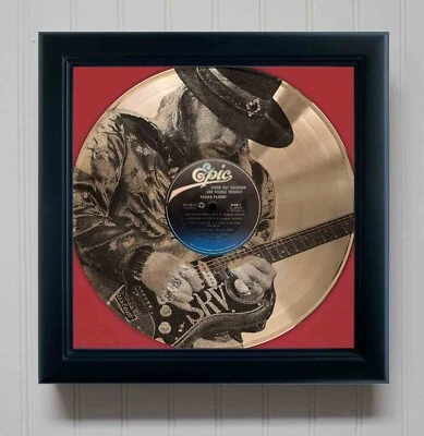 Stevie Ray Vaughan Texas Flood Gold Record Etched LP Shadowbox Display - Image 1 of 4