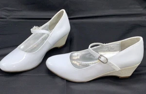 Sparkle Tux white patent leather dress shoes size 3 wedge Mary Jane Flower Girl - Picture 1 of 8