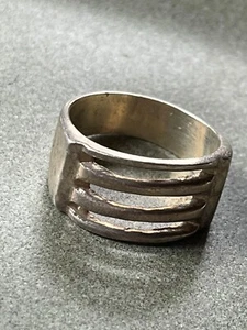 Breiter 925 Mexiko markiert Schlitz Top Silber Band Ring Größe 10 - fast 0,5 Zoll breit - Bild 1 von 10
