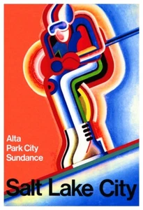 Salt Lake City Poster - Ski Utah, Skiing, Alta, Park City, Sundance, Art Print - Picture 1 of 5