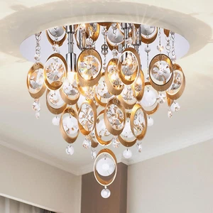 Crystal Chandelier Lighting Fixture 4-Lights,G9 Close Flush Mount Ceiling Light - Picture 1 of 6