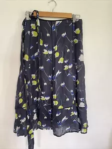 Brora Azul Floral Tulipán Lino Falda Corbata Cinturón Midi Línea A Cuadros Reino Unido 12 - Imagen 1 de 12