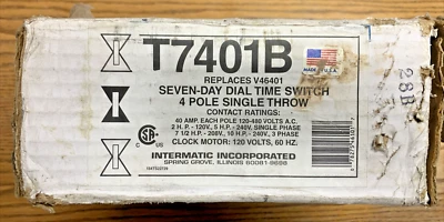 INTERMATIC T7401B 7 DAY 4P SINGLE THROW TIME SWITCH  **NEW IN BOX - GUARANTEED** - Image 1 of 4