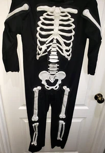 boys SKELETON HALLOWEEN COSTUME size medium WHITE SOFT PLATES ON FRONT 8/10 - Picture 1 of 2