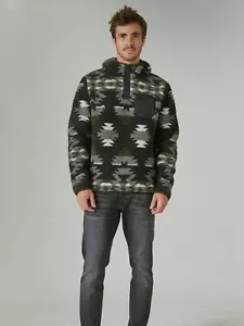 Lucky Brand Hi-Pile Southwestern Fleece Hoodie Sweater Men’s S Black Gray Green - Picture 1 of 10