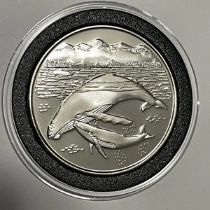 Humpback Whale Rare Proof Alaska Coin 1 Troy Oz .999 Fine Silver Round Medal - Picture 1 of 14