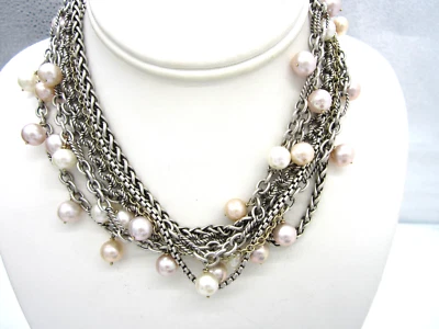 Collar David Yurman Plata de Ley Oro Amarillo 18K Perla Multi Hilo Foto 1 de 4