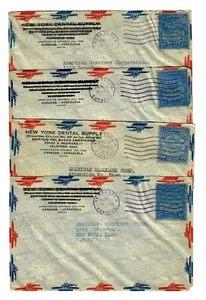 CO15o Venezuela - New York 4 Abdeckungen Luftpost Ecke Advt. New York Zahnarztversorgung - Bild 1 von 2
