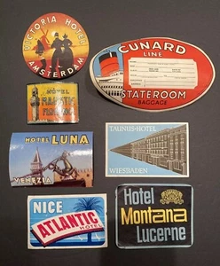 7 etiquetas de papel de colección Cunard Line y equipaje de hotel Florence Amsterdam Bonitas Firenze Nuevas de Lote Antiguo - Imagen 1 de 12