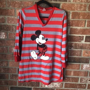 Vintage 70’s Radcliffe Lingerie Mickey Mouse Horizontal Striped Sleeping Shirt S - Picture 1 of 8