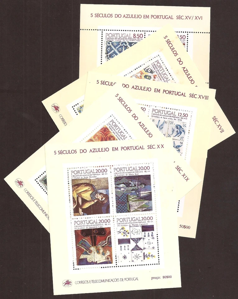 [1790] Portugal,Juego completo (5 bloques),1981,1982,1983,1984,1985,MNH** mosaicos de pared Foto 1 de 1