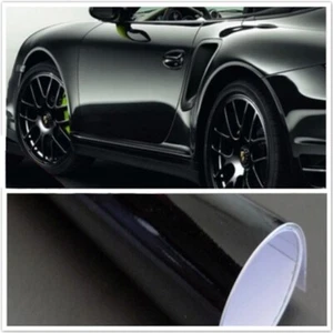 152cm x20m Glossy Black Vinyl Decorative Sticker Wrap Car Wall Furniture Cabinet - Bild 1 von 3