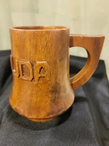 Tourist Hand Carved Dark Wood Bermuda Beer Stein Mug Raised Letters - Picture 1 of 10
