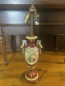 Antique Victorian Style Table Lamp Women Double Bulb Czechoslovakia Project Lamp - Picture 1 of 12