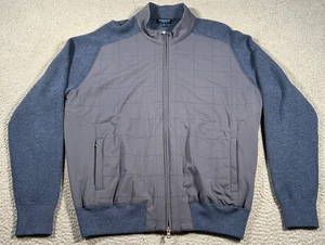 Giacca Peter Millar Crown artigianale tecnica mista uomo XL blu lana full zip - Foto 1 di 9