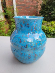 Ceramica turchese 9" fatta a mano vintage, firmata "BH 91" smalto confetti - Foto 1 di 4