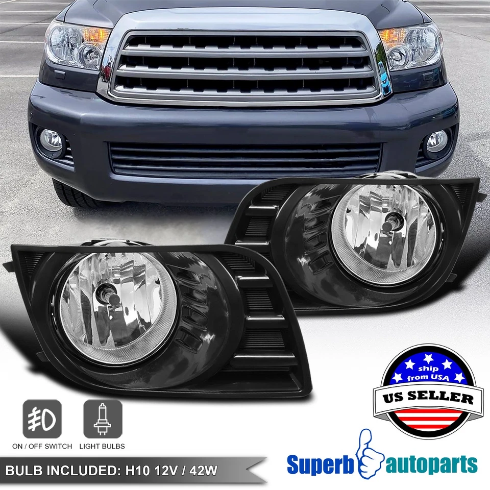 Fits 2008-2017 Toyota 08-17 Sequoia Fog Lights Driving Lamps w/ Switch Full Kit Foto 1 de 4
