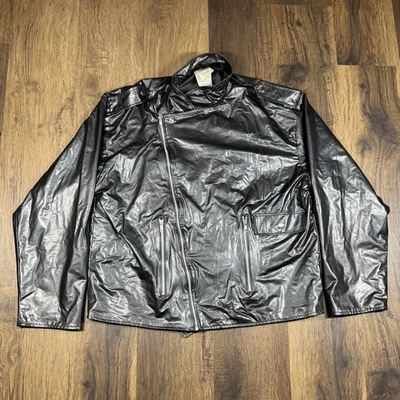 Grease T-Birds Chaqueta Disfraz Halloween Negro Imitación Cuero 22.5 pulgadas Pit 26 pulgadas Largo Foto 1 de 4