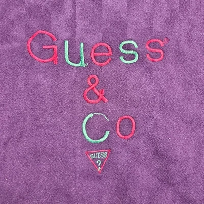 Vtg Guess Sweater Adult One Size Purple Sweatshirt Retro 1990s Y2K Preppy OSFA - Image 1 of 4