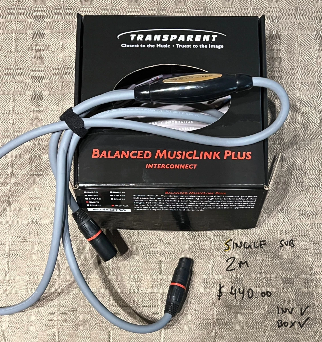 ケーブル・シールド Transparent MusicLink interconnect ケーブル