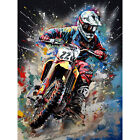 Motocross Race Action Shot Extreme Sport Painting XL Wall Art Canvas Poster Huge