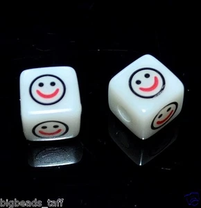 10 pièces cube grand épais heavy acrylique souriant visage crème perles 12.5mm - Picture 1 of 1