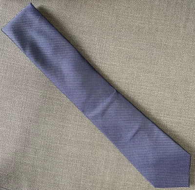Corbata para hombre Calvin Klein azul rejilla texturizada mezcla seda nueva con etiquetas Foto 1 de 3