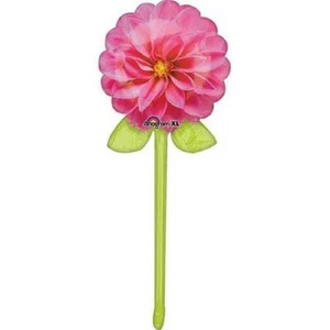 Pink Flower w/Stem Garden Party Decoration 39" SuperShape Foil Mylar Balloon - Picture 1 of 1