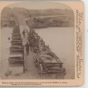 Pontoon Bridge built by Royal Engineers Boer War Underwood Stereoview c1901 - Picture 1 of 4
