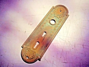 M.W. Co. brass ornate door back plate 2 keyholes, vintage_______________WE-478P - Picture 1 of 2