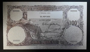ROMANIA 100 LEI 1931 SILVER PLATED POLYMER BANKNOTE - Picture 1 of 3