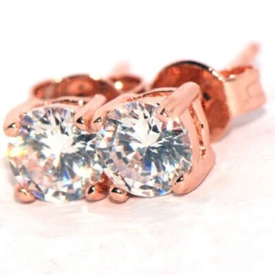 Bonito Nuevo Juego de 4 Puntas Relleno de Oro Rosa Blanco Transparente 5mm Redondo Circonita cúbica Foto 1 de 4