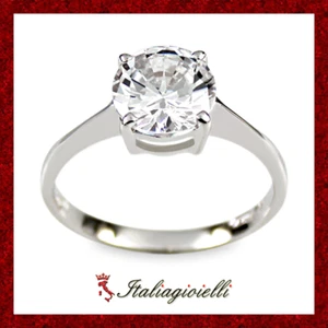 Raffinato Anello Solitario Donna in Argento 925 rodiato Oro Bianco - Foto 1 di 8