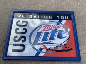 RARE MILLER LIGHT USCG WE SALUTE YOU BAR MIRROR 28 1/2” X 22 1/2” - Picture 1 of 6