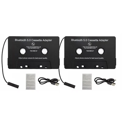 2x Adattatore Nastro Cassetta Autoradio Bluetooth 5.0 ad Aux per Telefono iPhone - Immagine 1 di 4
