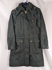J.Crew Downtown Green Wax Coated Long Utility Field Jacket Hooded Size PXS VGC