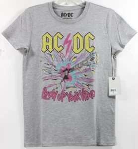 Lucky Brand AC/DC Blow Up Your Video Gray Women's T-Shirt Tee Concert Band - Picture 1 of 4