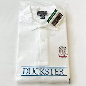 NWT Vtg Mens Duckster White Polo Joe Nuxhall Budweiser Open XL Baseball Reds MLB - Picture 1 of 9