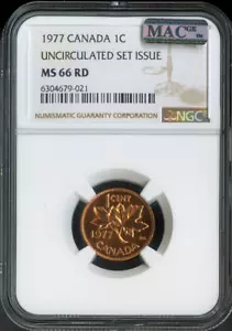 1977 Canada Small Cent NGC MS66 RD MAC - Quality - Picture 1 of 2