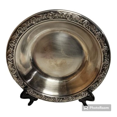 Reed & Barton 经典玫瑰设计糖果盘碗银盘 6.5 阅读  — 第 1/4 张图片