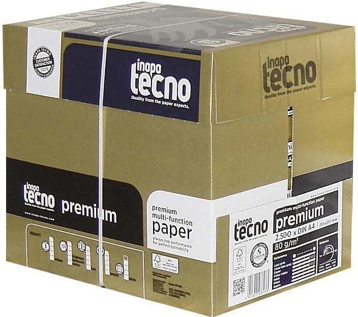 2.500 Blatt Inapa Tecno premium Papier A4 80 g/qm Drucker Kopier Fax Maxi Box