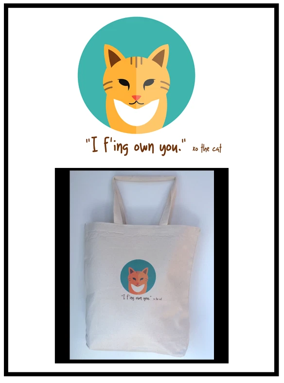 Bolso de Mano Personalizado XO ~ The Cat Estampado a Mano Foto 1 de 1