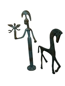 Sculture in bronzo mitologia greca Atena Dei della Sapienza e il suo cavallo - Foto 1 di 14
