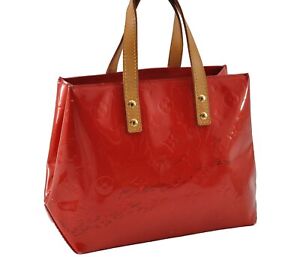 Authentic Louis Vuitton Vernis Reade PM Hand Bag Red M91088 LV 7536G