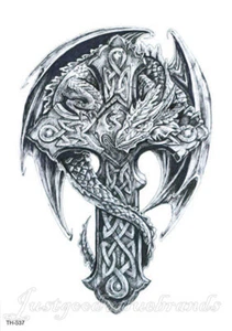 Gothic Legendary Creature Drache Schlange Cerberus Körper Aufkleber Temporäres Tattoo - Bild 1 von 64